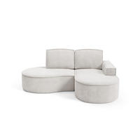 ECKSOFA MOLLY – Halbkreisförmig, Curio‑Bouclé, Lose Kissen, 210x157x88 cm, Rechts, Weiß - Creme, Holz/Textil (210/157cm) - DomoHome