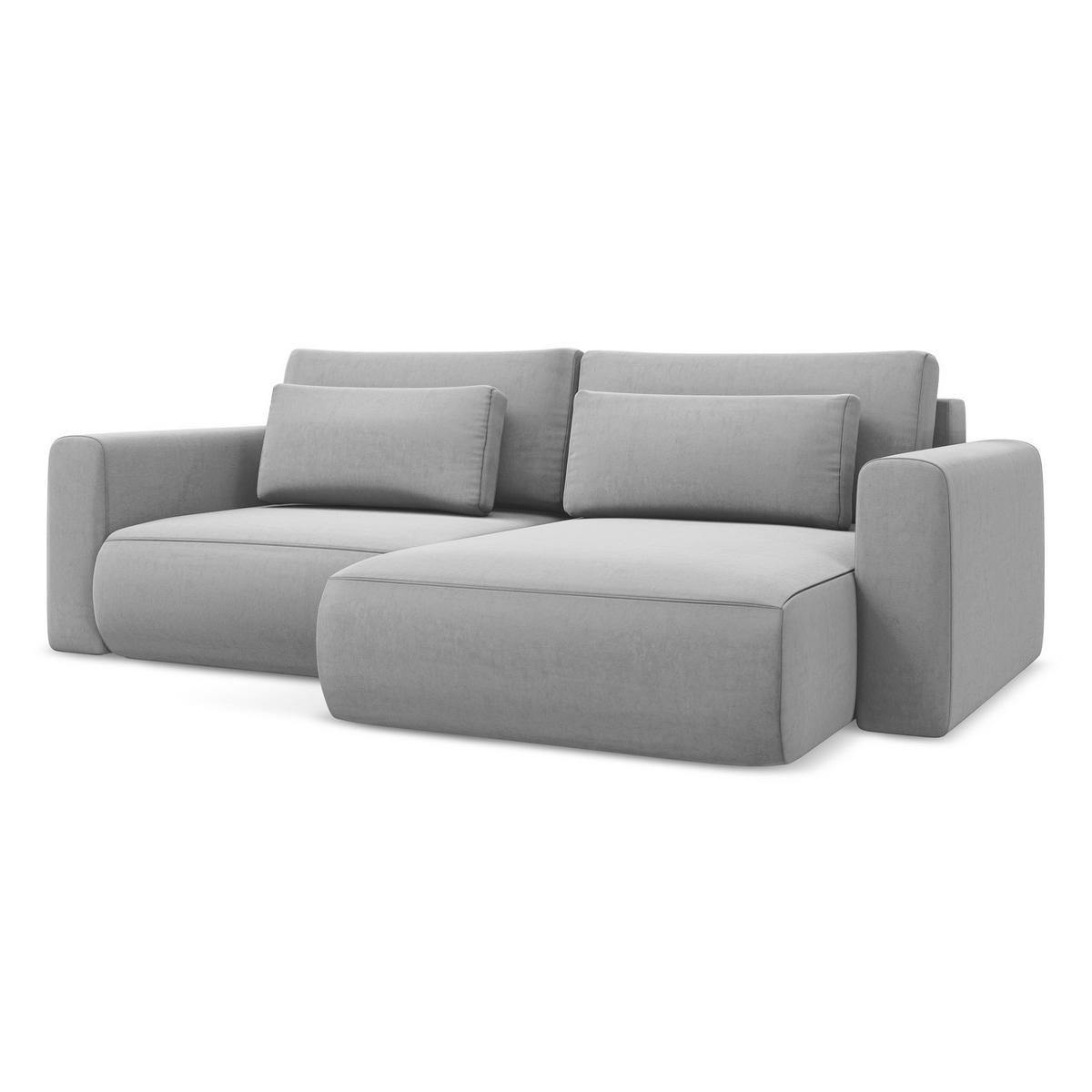 ECKSOFA mit Schlaffunktion Samt Stoff Grau - Schwarz/Grau, Kunststoff/Textil (240/149cm) - LaMiaSofa