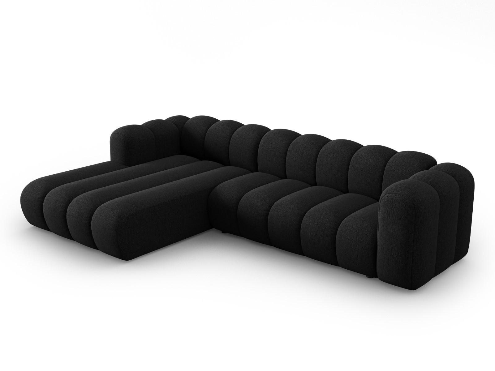 ECKSOFA modular links Lupine aus Chenille-Stoff schwarz 4 Sitzplätze - Schwarz, Textil (177/290cm) - Micadoni