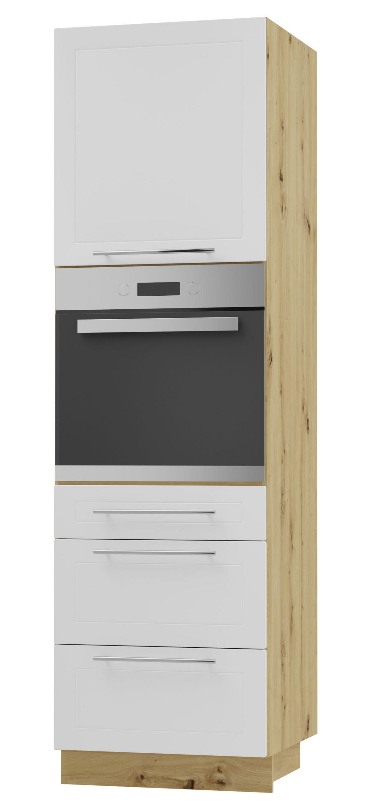 BACKOFEN-HOCHSCHRANK Kvantum D14/RU/3A Weiß Matt / Eiche Artisan Matt 60 / 59 / 207cm - Eiche Artisan/Weiß, Holz/Holzwerkstoff (60/207/59cm) - Feldmann-Wohnen