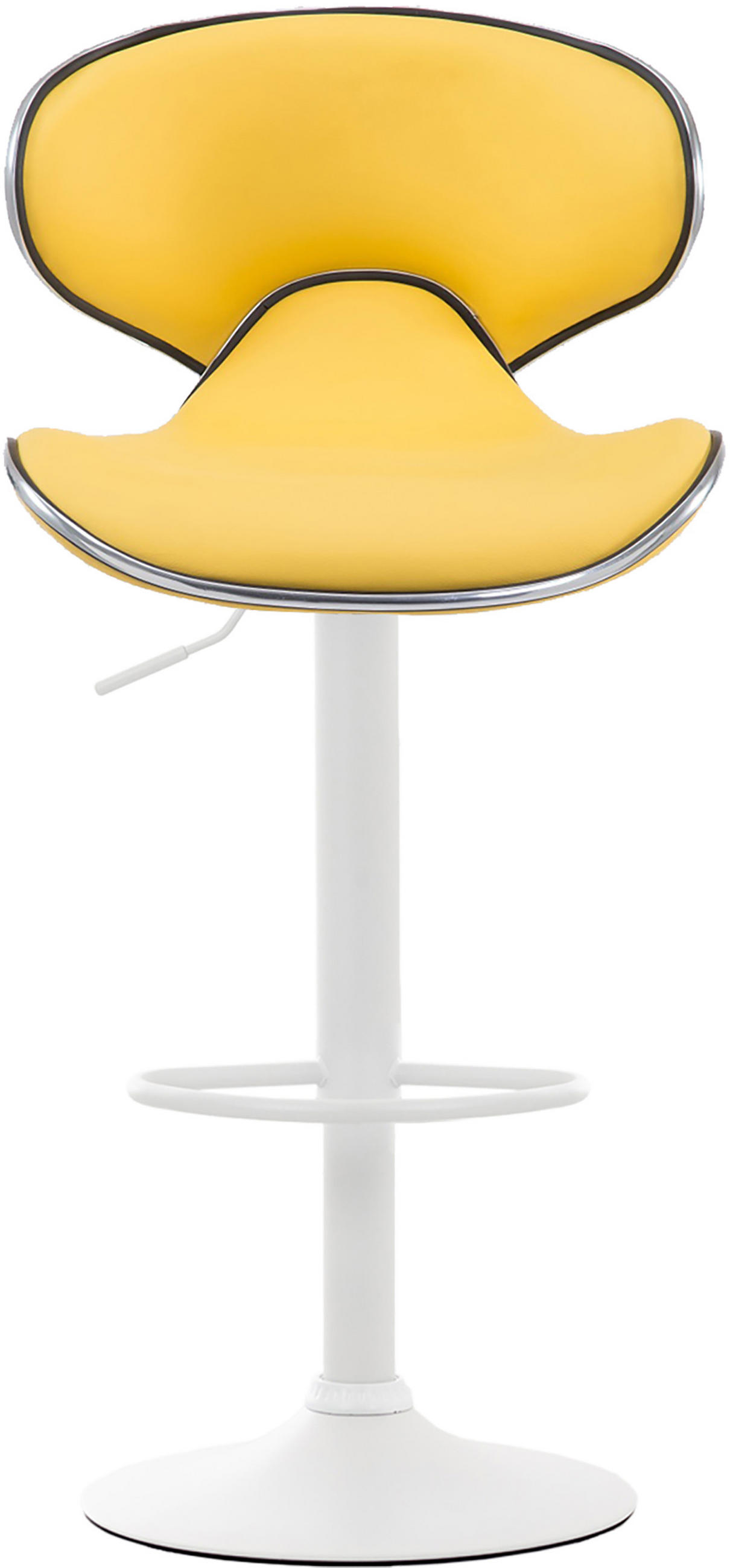 BARHOCKER 2er Set Las-Mallorcas Kunstleder weiß gelb - Gelb/Weiß, Kunststoff/Metall (46/108/49cm) - TPFLiving