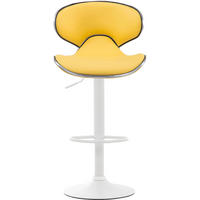 BARHOCKER 2er Set Las-Mallorcas Kunstleder weiß gelb - Gelb/Weiß, Kunststoff/Metall (46/108/49cm) - TPFLiving