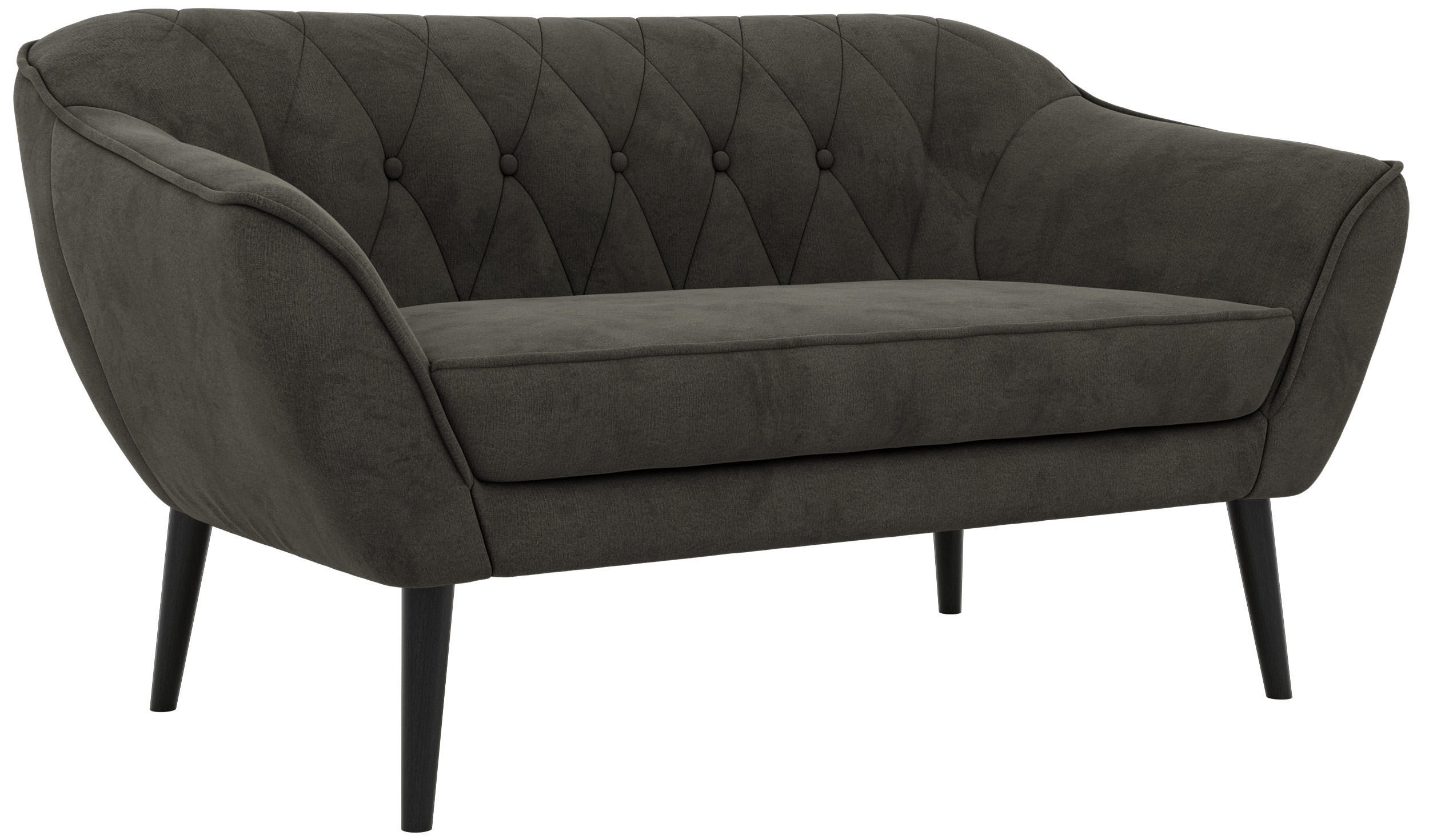 2-SITZER-SOFA PIRS - Dunkelgrau Velvet - Schwarze Beine - Dunkelgrau/Schwarz, Holzwerkstoff/Textil (140/75/74cm) - MKS