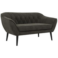 2-SITZER-SOFA PIRS - Dunkelgrau Velvet - Schwarze Beine - Dunkelgrau/Schwarz, Holzwerkstoff/Textil (140/75/74cm) - MKS