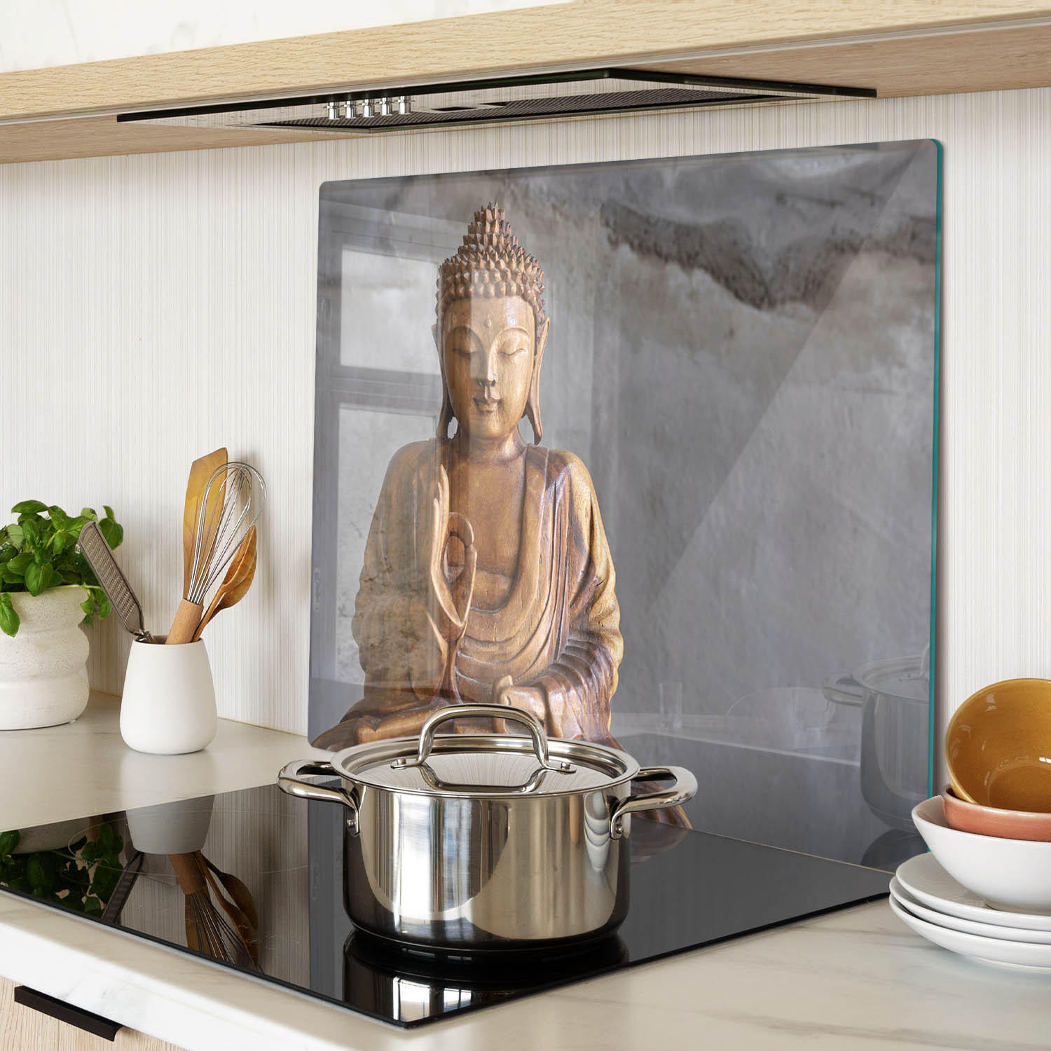 GLASPLATTE 60x52 cm Holzbuddha - Braun, Glas (60/0.4/52cm) - TULUP