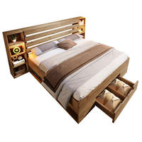 ČALOUNĚNÁ postel 252/218/90 cm, dřevo/kov, dubová s LED osvětlením a USB nabíjením - barva dubu, kov (180/200cm) - BEAOK