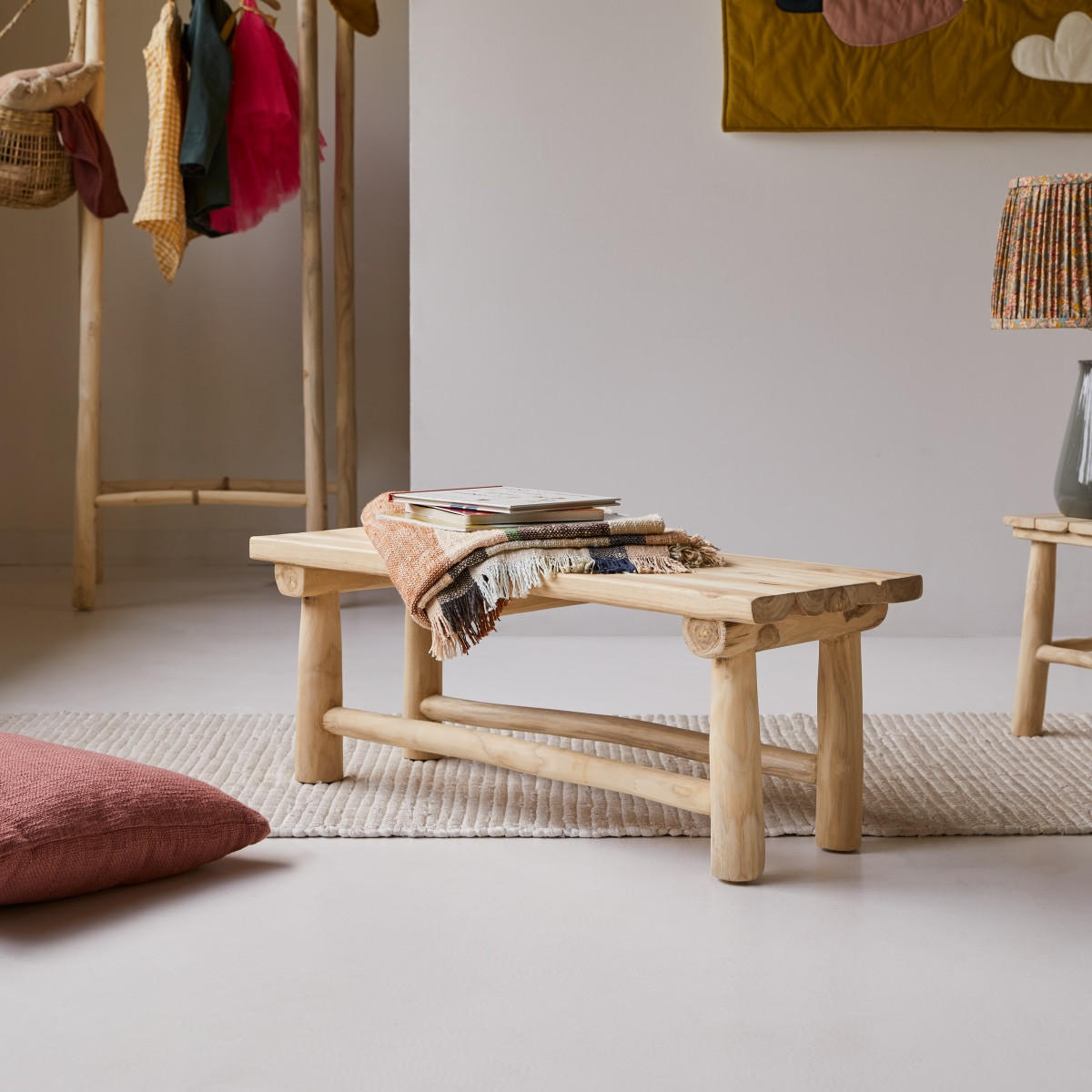KINDERBANK Kilim, Farbe Naturell, Teakholz - Naturfarben, Holz (30/30/30cm) - Sonett
