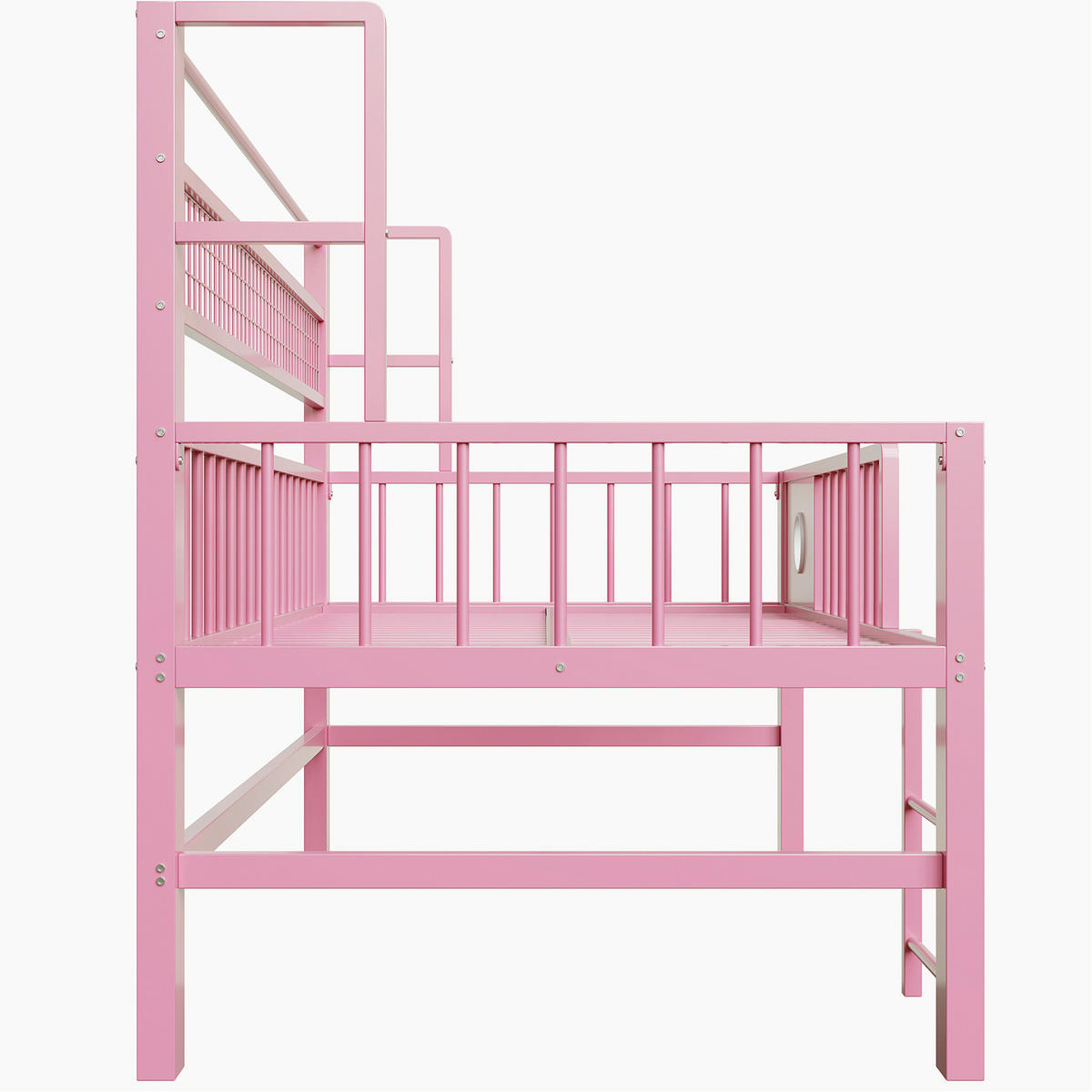 HOCHBETT niedrig 90x200 cm mit Stauraum und Kleiderstange Rosa - Pink, Metall (90/200cm) - Beauniv