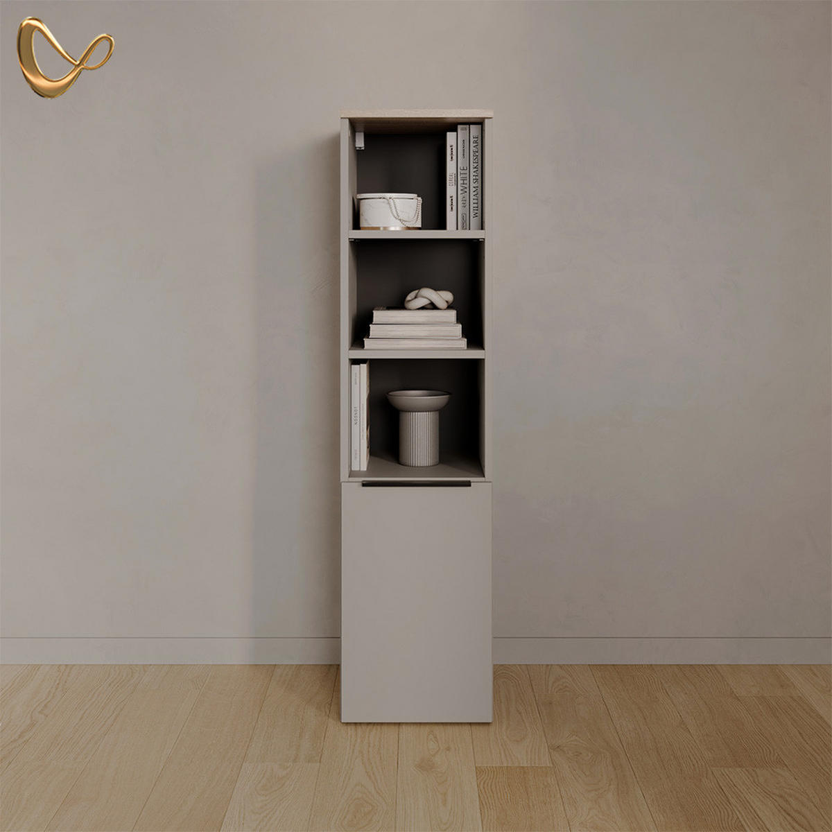 UNIVERSALSCHRANK Piave Greige mit einer Tür - Greige, Holzwerkstoff (30.2/120/40cm) - Livinity®