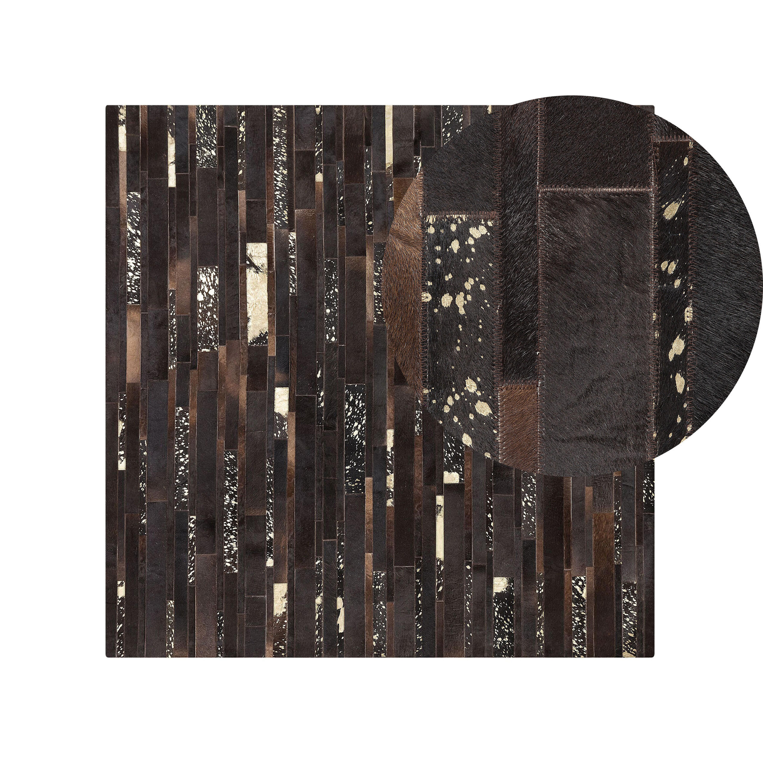 KURZFLOR-TEPPICH Artvin 200/200 cm - Braun, Fell (200/200cm) - Beliani