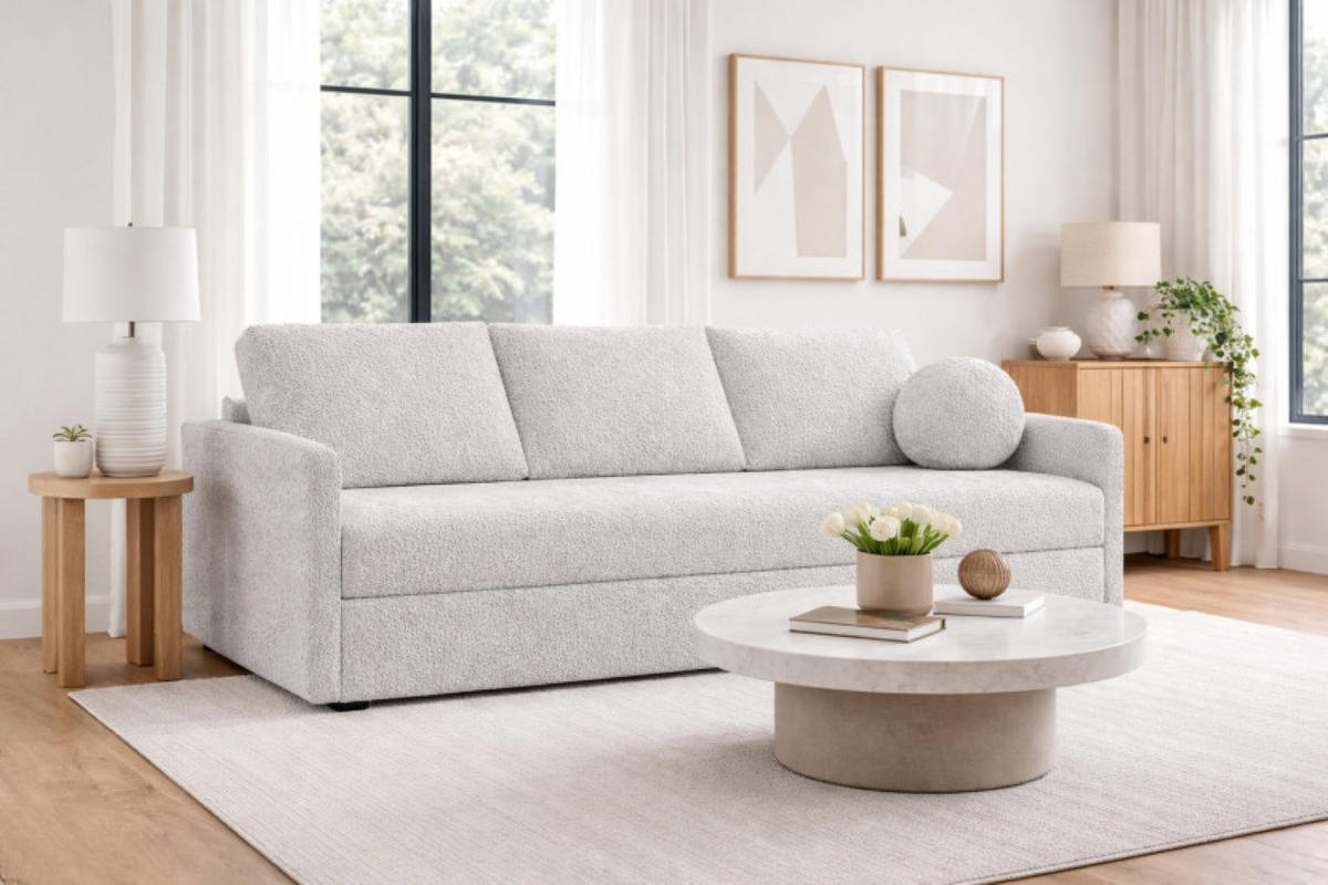 SOFA Hellgrau SISI Mit Schlaffunktion - Hellgrau/Grau, Textil (207/90/87cm) - Sepro Meble