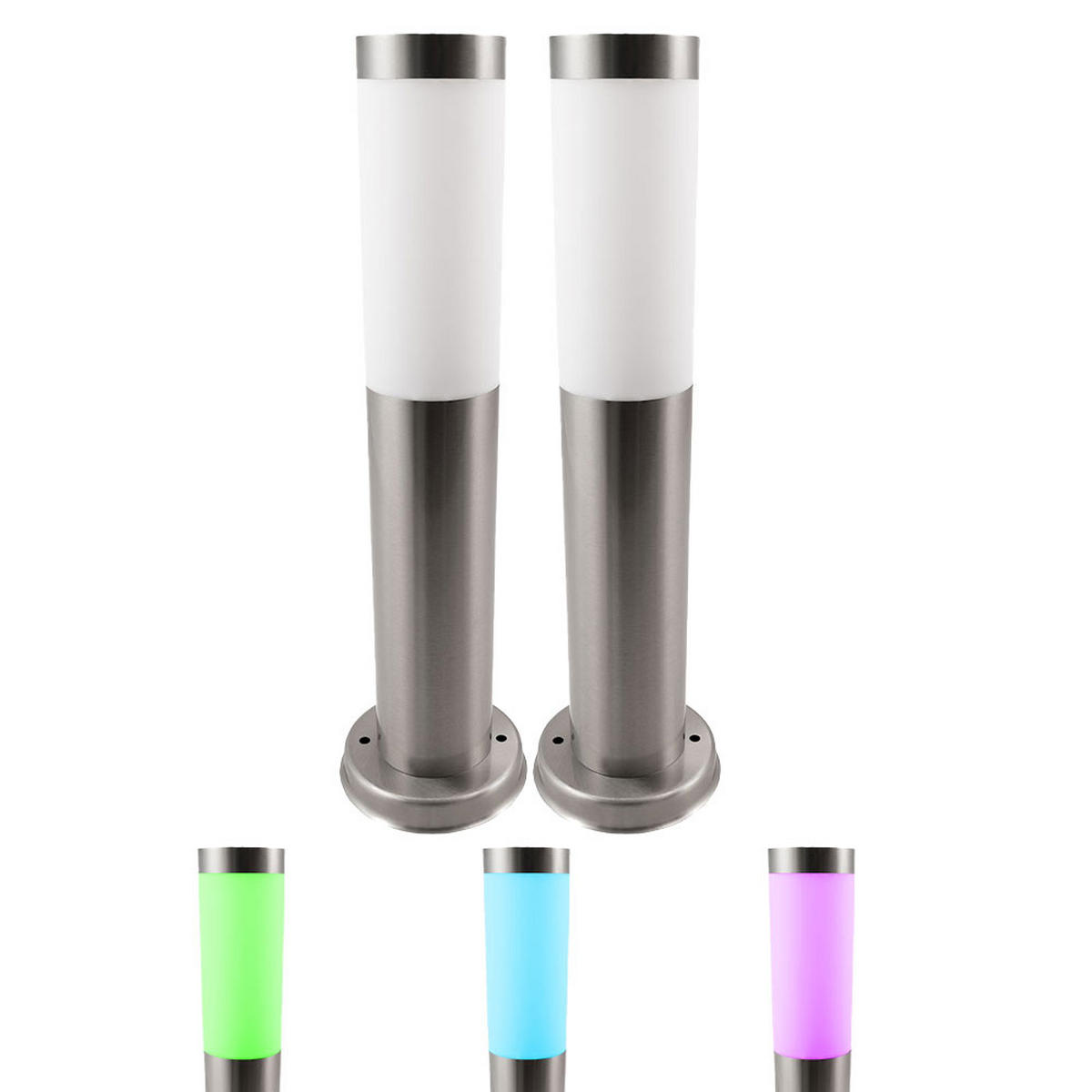 LED WEGELEUCHTE Edelstahl Silber 2er Set - Silberfarben, Metall (12.5/12.5/45cm)