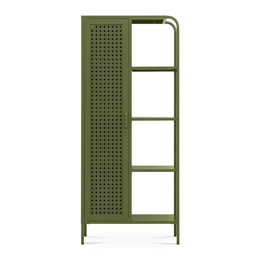 REGAL Industrielles aus olivgrünem Metallgitter mit 1 Tür und 4 Fächern - HERA - Grün, Metall (75/175/35cm) - Sicaan