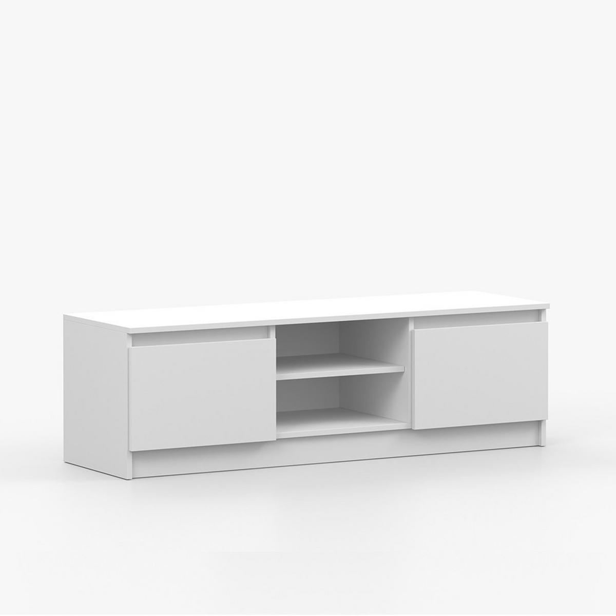 TV-LOWBOARD SOLO, Wohnzimmer, TV-Lowboard, Lowboard, TV-Schrank 135 cm Weiß/Weiß, 2-türig, grifflos - Weiß, Holzwerkstoff (135/42/42cm) - imoebel24