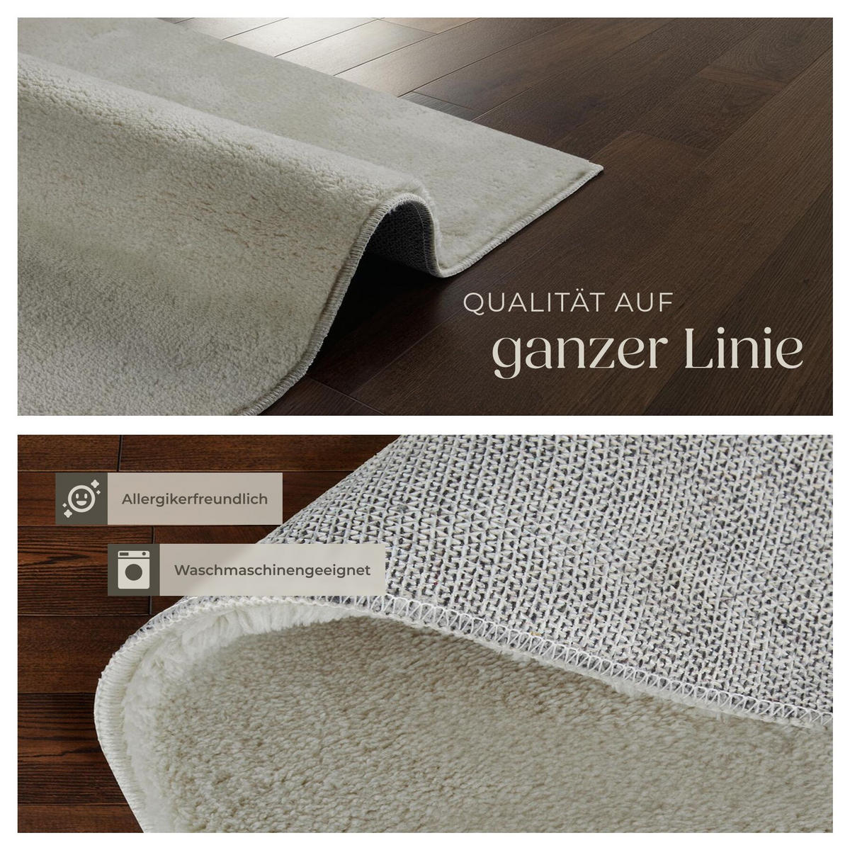 KURZFLORTEPPICH Soft Zone, rutschfeste Unterseite, Sand - Sandfarben, Textil (170/120cm) - tectake