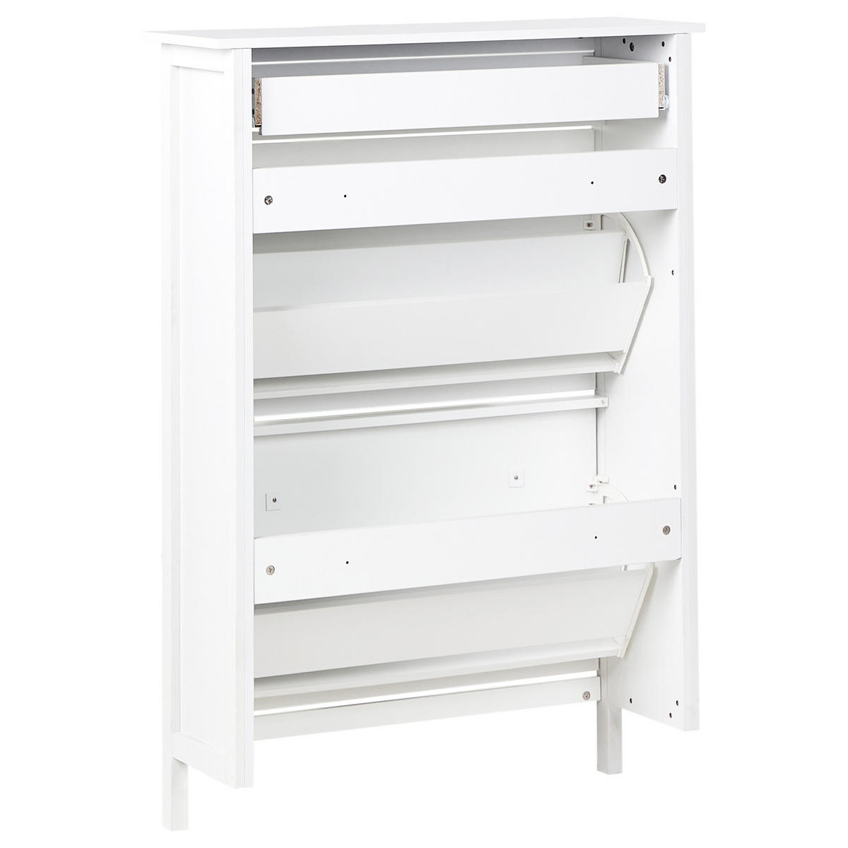 SCHUHSCHRANK Weiß Gibson - Weiß, Holzwerkstoff (89/127/30cm) - Beliani