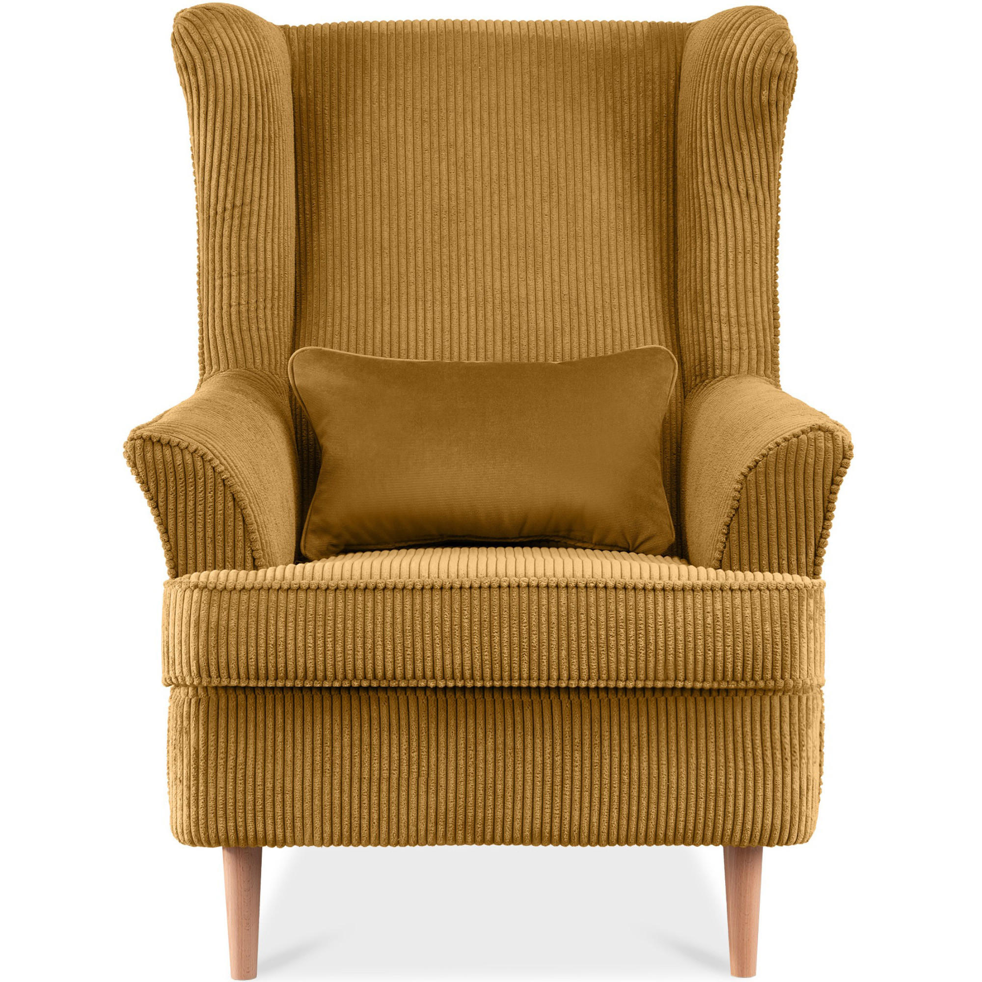 OHRENSESSEL STRALIS inklusive dekorativem Kissen, gelb - Dunkelgelb, Textil (82/108/80cm) - KONSIMO®