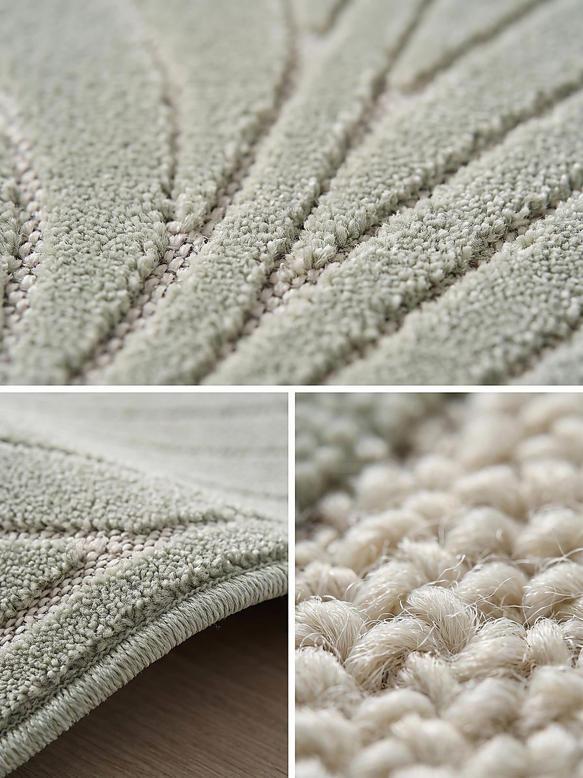 TEPPICH Outdoor, Fußbodenheizung-geeignet, mit Blattmotiv, aus Polypropylen, ENGADIN in Salbeigrün, Ø 160 cm - Grün, Textil (160/160cm) - KADIMA DESIGN