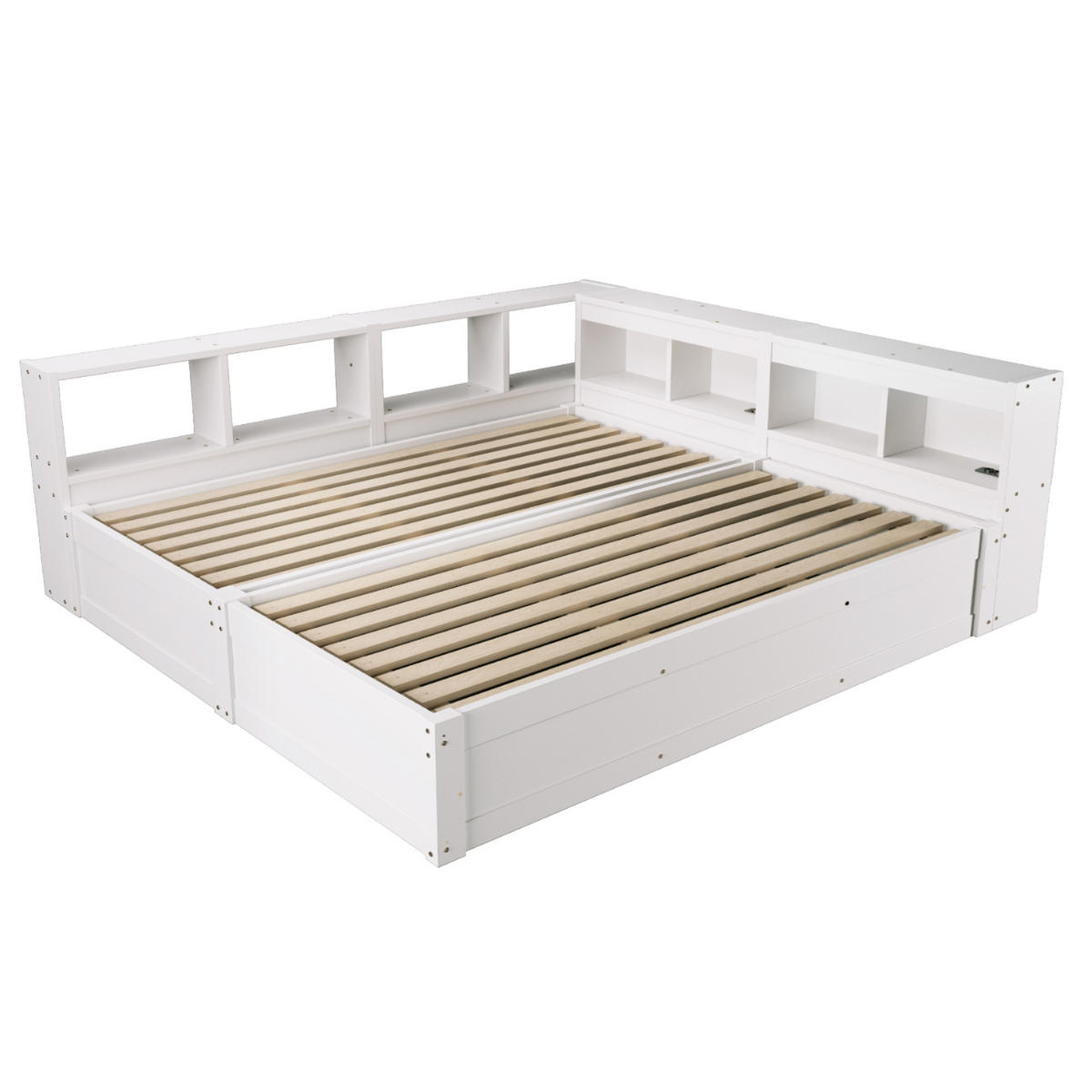 STAURAUMBETT 90/180/200 cm DE-32622 mit LED Weiß - Weiß, Holzwerkstoff (90/200cm) - ComfortXL