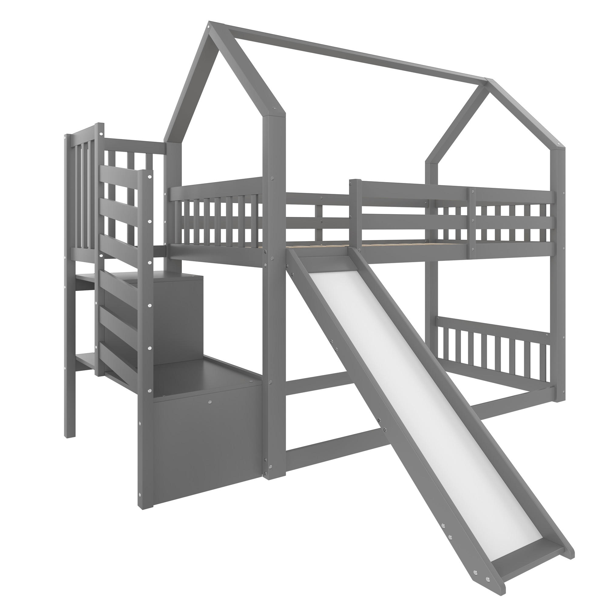 ETAGENBETT Hausdesign Grau - Grau, Holz (90/200cm) - ComfortXL