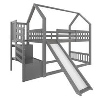 ETAGENBETT Hausdesign Grau - Grau, Holz (90/200cm) - ComfortXL