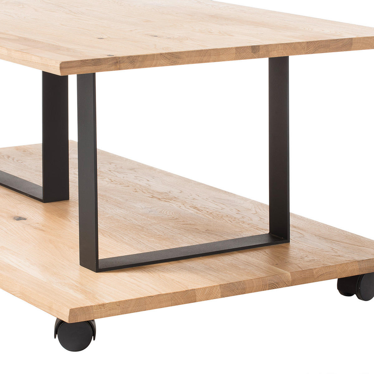 COUCHTISCH - Metall / Massivholz - Schwarz - Eichefarben/Schwarz, Holz/Metall (60/110/36cm) - home24