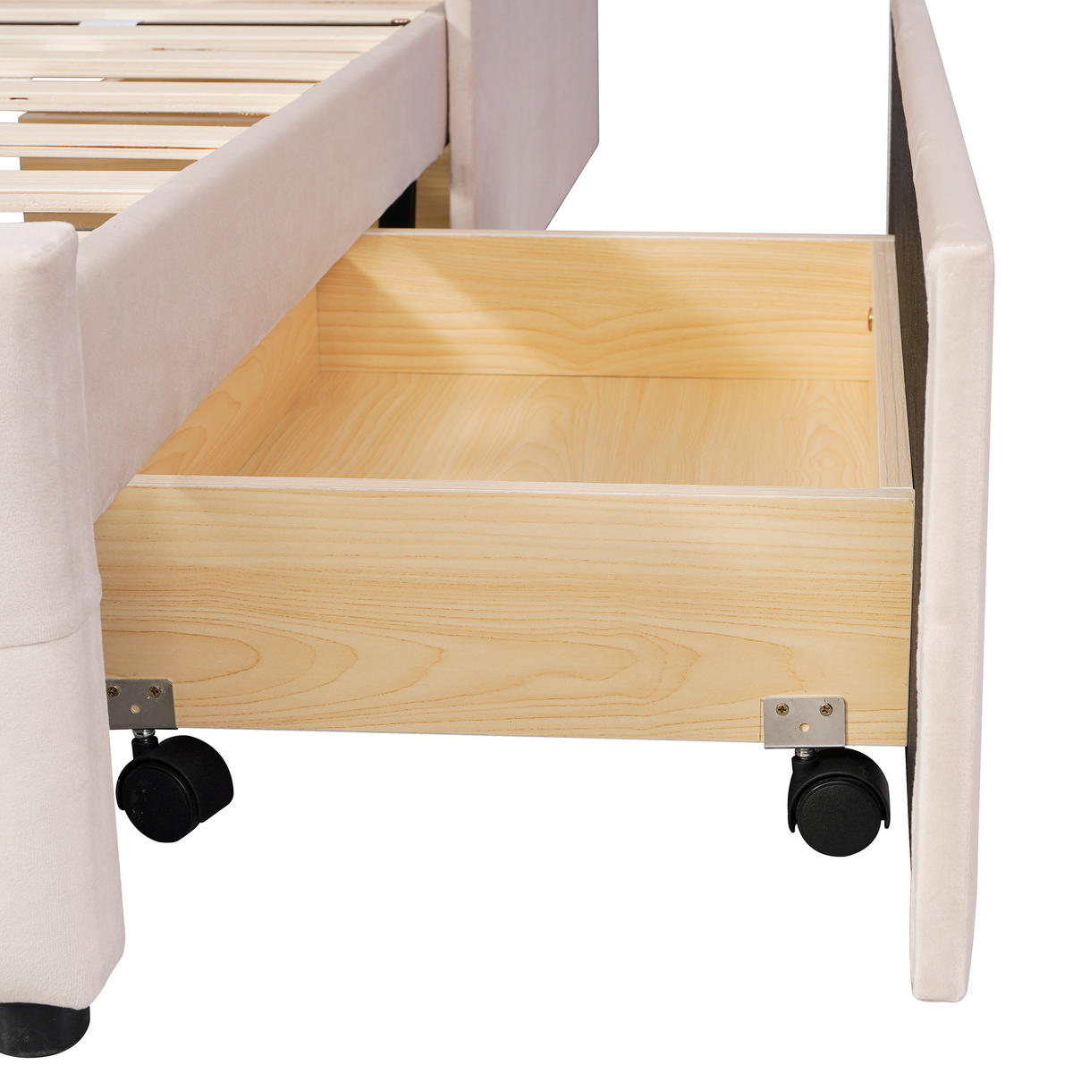 KINDERBETT 90/200 cm DE-01152, in Dunkelbeige, mit 2 Schubladen - Taupe, Metall (90/200cm) - ComfortXL