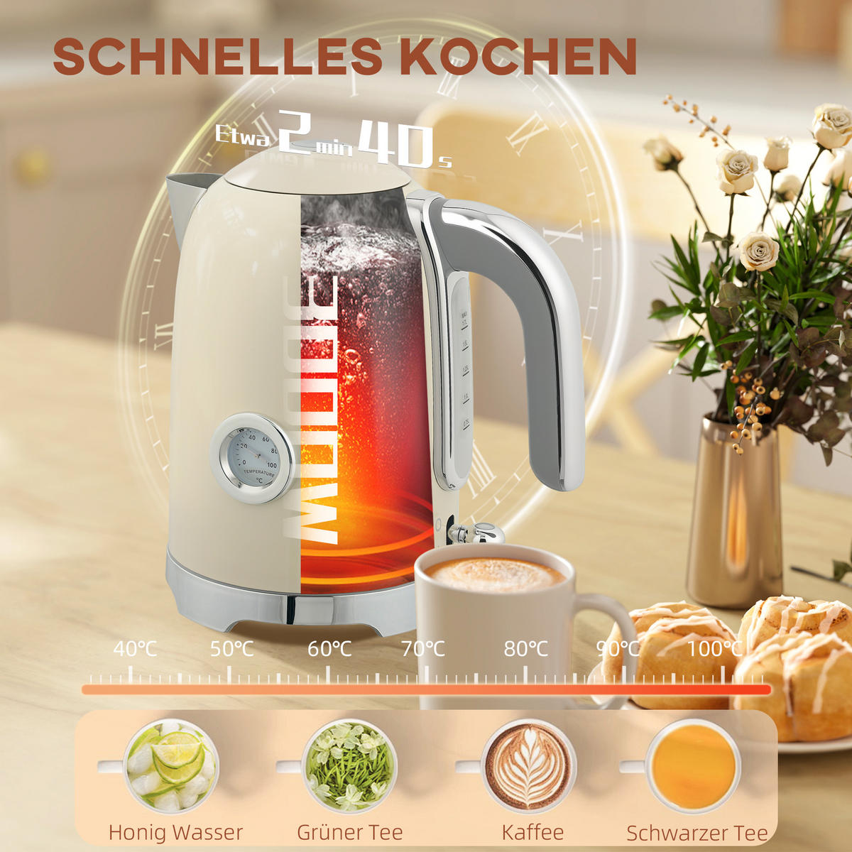 TOASTER mit Wasserkocher DE-07885 Creme - Creme, Kunststoff (16/24.4/23.5cm) - ComfortXL