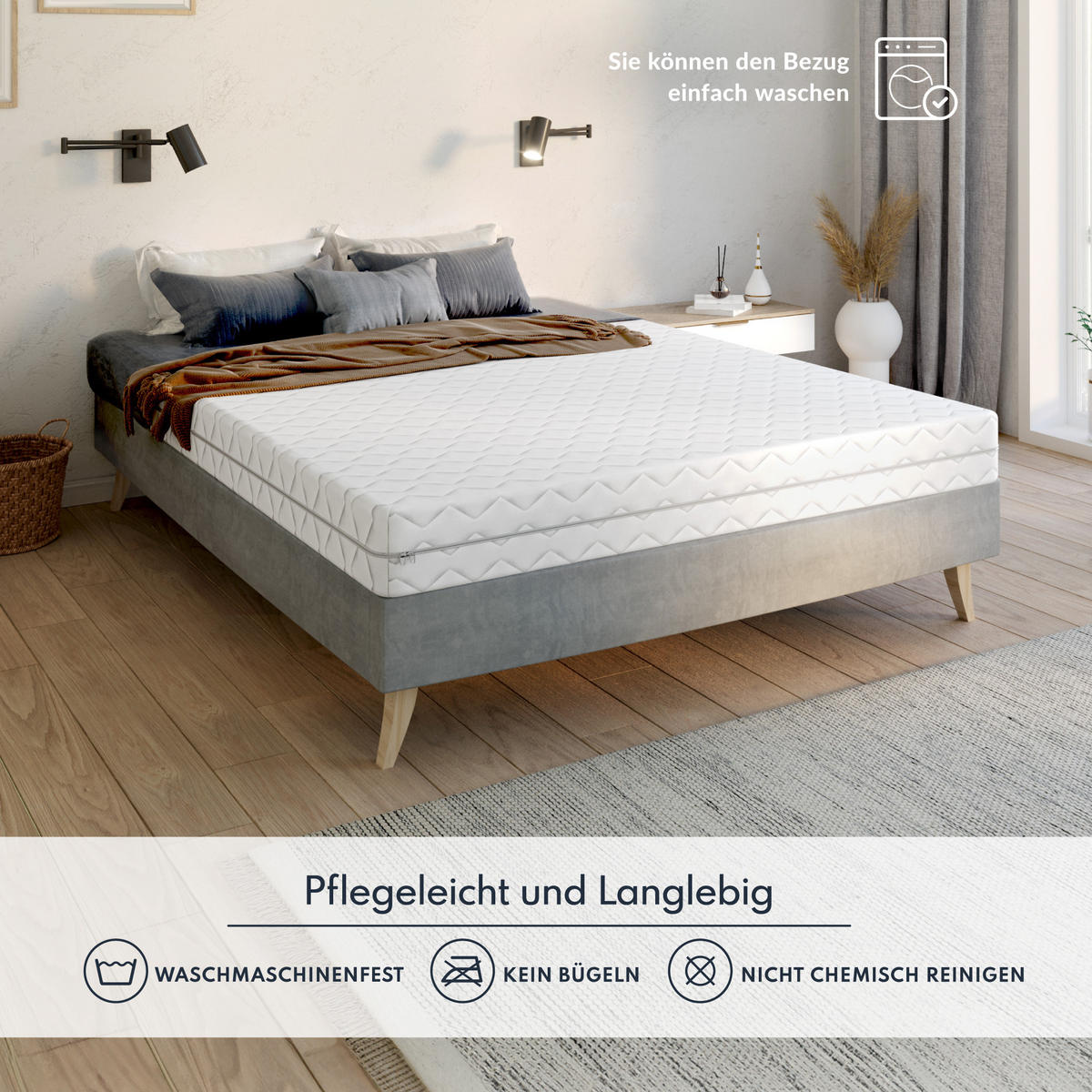 TASCHENFEDERKERNMATRATZE Home Max H3 H4 24 cm - Weiß, Textil (180/200cm) - FDM