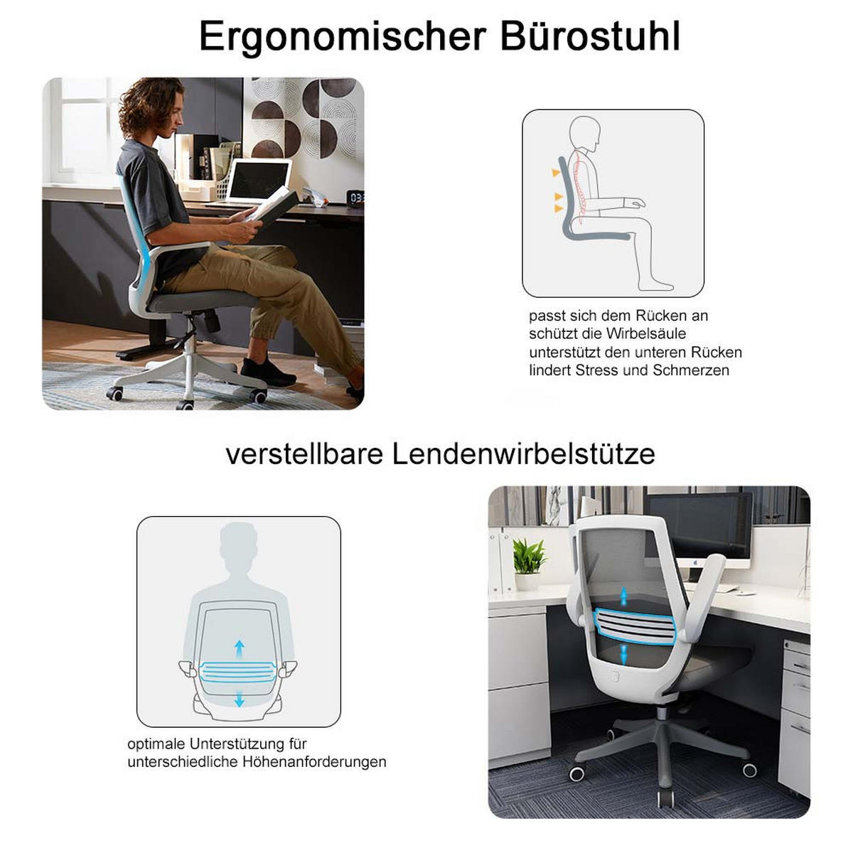BÜROSTUHL Schwarz - Schwarz, Textil (63/99/46cm) - SIHOO