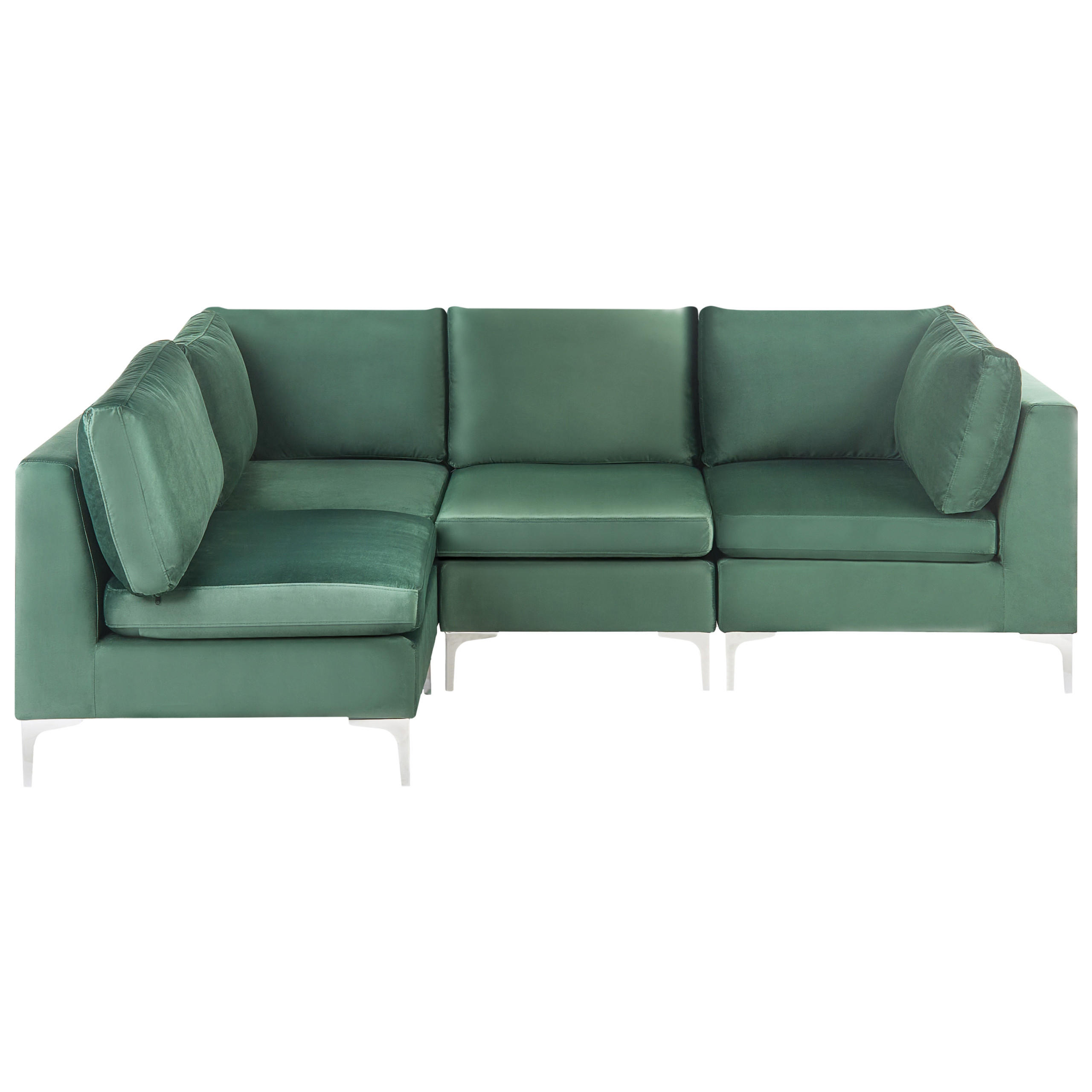 COLȚAR modul cu 4 locuri pe partea dreaptă verde catifea Evja - verde, material textil (235/150cm) - Beliani
