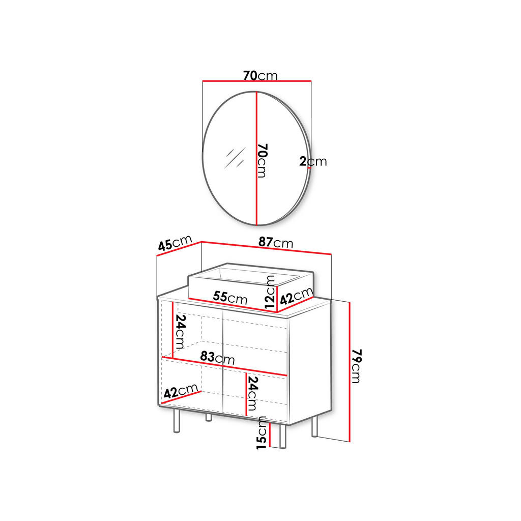 Thumbnail - Mirjan24 Badmöbel-Set, Kaschmir, Holzwerkstoff, 87x79x45 cm, Badezimmer, Badmöbelsets & Badmöbelserien, Badmöbel-Sets