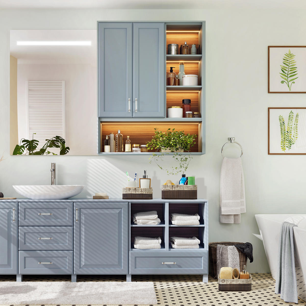 3XAUFBEWAHRUNGSKORB - Multicolor, Holz/Holzwerkstoff (30/12/20cm) - Relaxdays