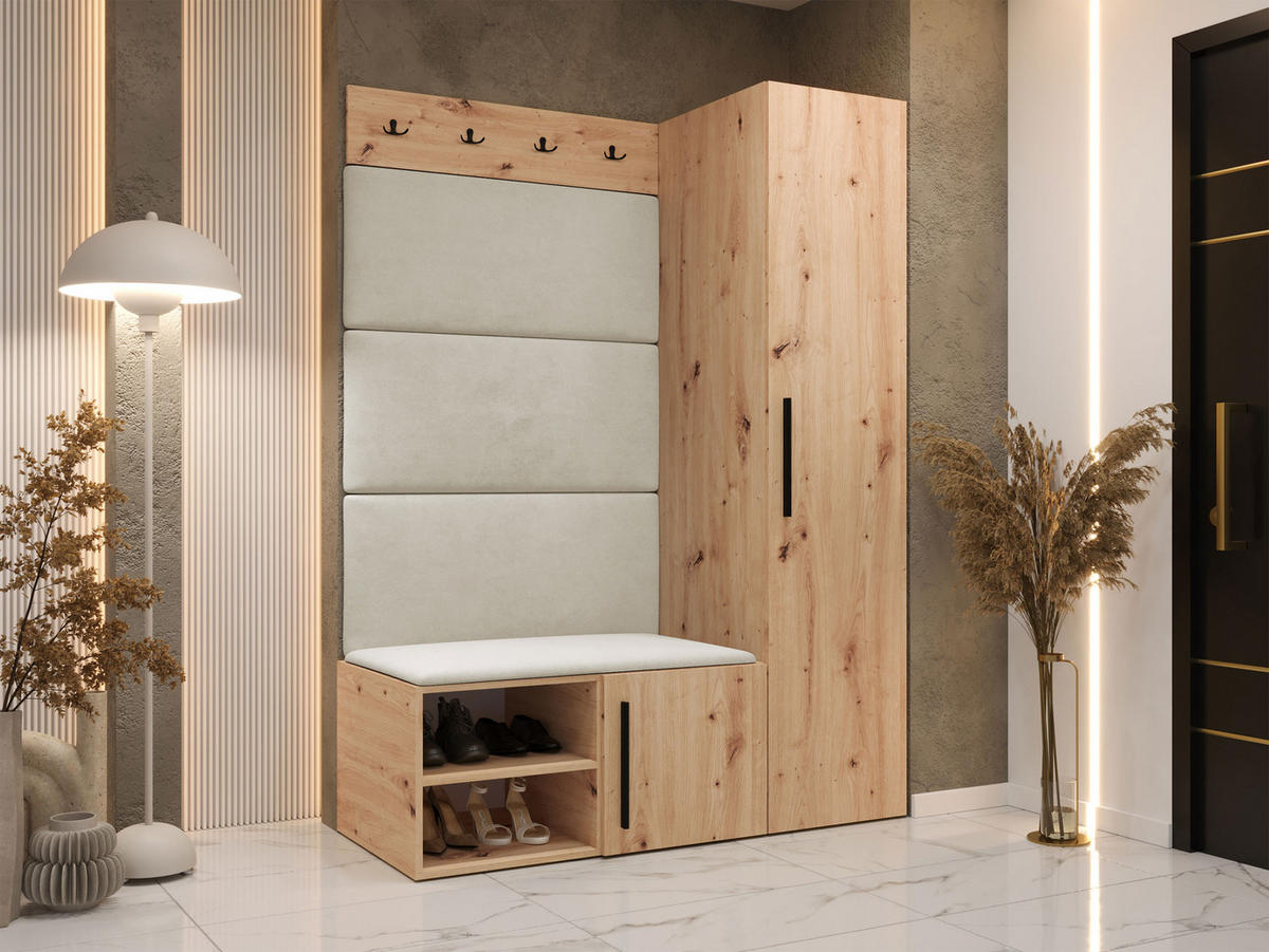 GARDEROBEN-SET Medi II - Beige/Schwarz, Holzwerkstoff/Kunststoff (40/191/50cm) - MIRJAN24