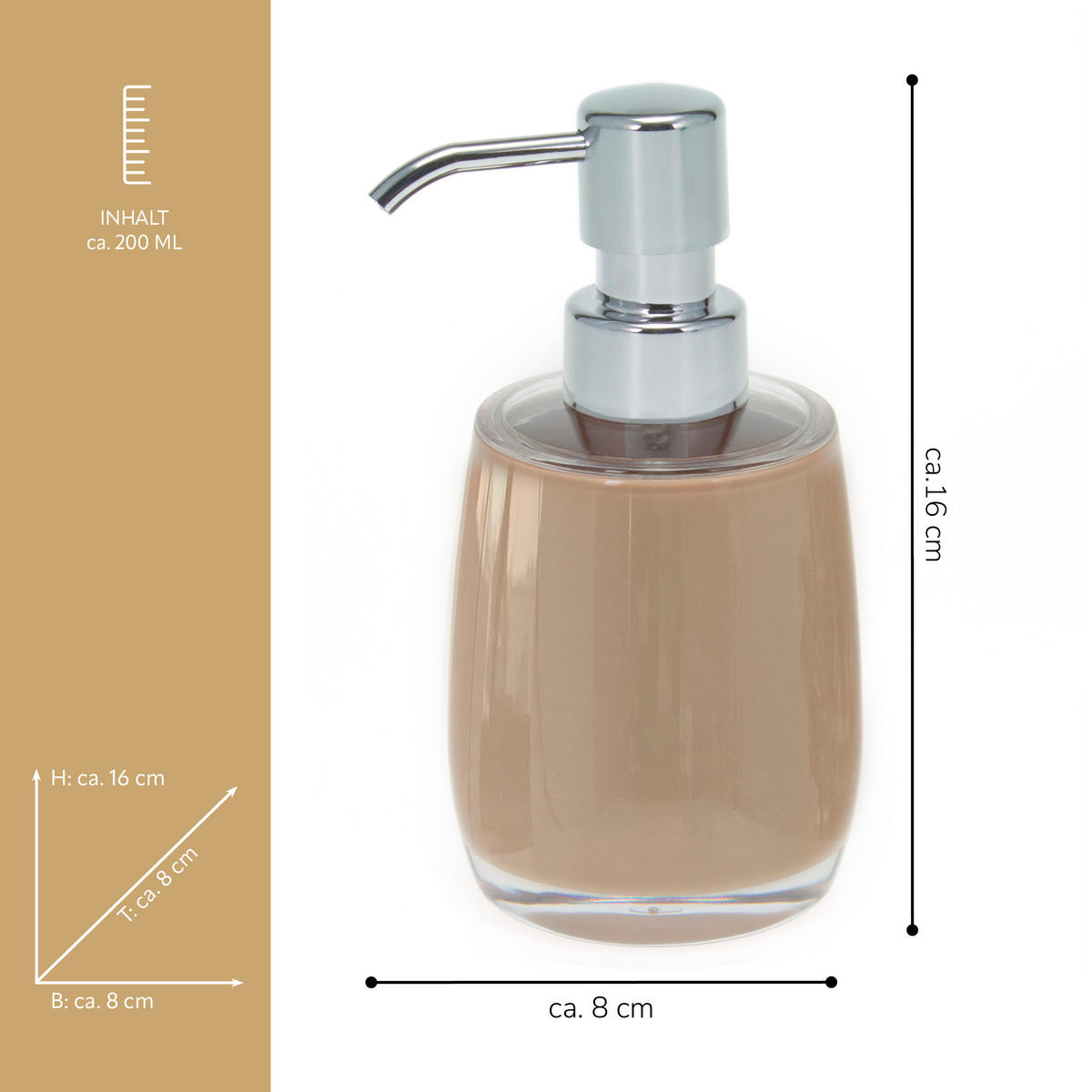 SEIFENSPENDER SAVONA, braun - Cappuccino, Kunststoff (8/16/8cm) - bremermann