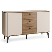 KOMODA Aurora se 2 dveřmi a 3 zásuvkami, kovové nohy, 140 cm, ořech + kašmír - černá/kašmírová, kov/kompozitní dřevo (140/81/40cm) - Beautysofa