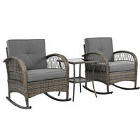 BALKONSET Rattan 3 tlg grau - Grau, Naturmaterialien - Fortuna Lai