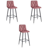 BARHOCKER 3-er Set KODA dunkelrosa Sitz, schwarze Basis - Dunkelrosa/Schwarz, Textil (43.5/104/32.5cm) - Valora