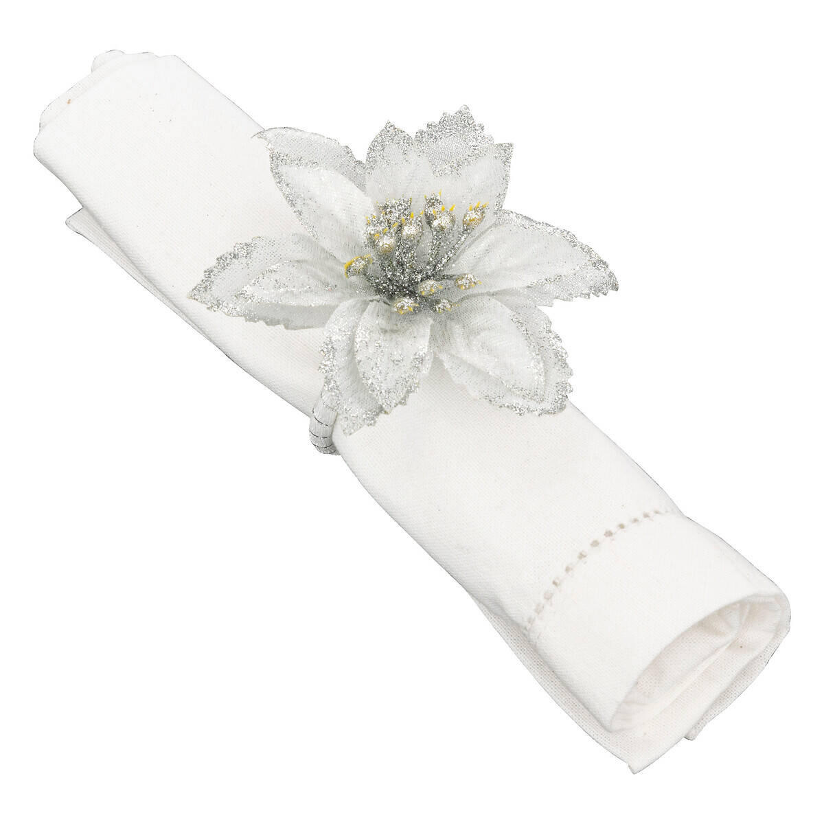 SERVIETTENRINGE Weihnachtsstern 2er-Set - Silberfarben, Kunststoff (9/7/9cm) - Atmosphera Createur d´interieur