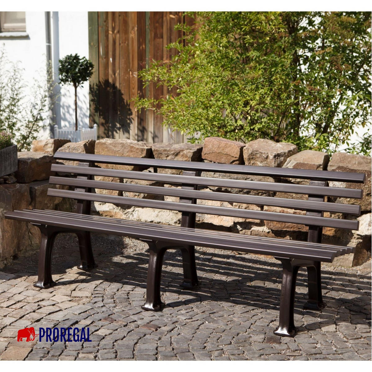 GARTENBANK Antigua 4 Sitzer Braun 74 x 200 x 54 cm Witterungskunststoff & UV Beständiger Kunststoff - Braun, Kunststoff (200/74/54cm) - PROREGAL
