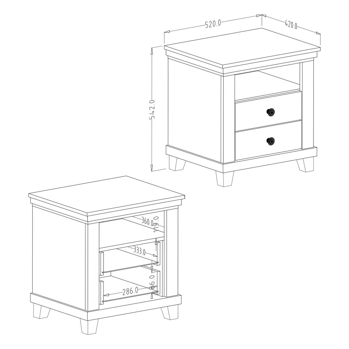 NACHTTISCH EVOLETTA 52/54/42 cm Grün - Grün, Holzwerkstoff (52/54/42cm) - MASSENO