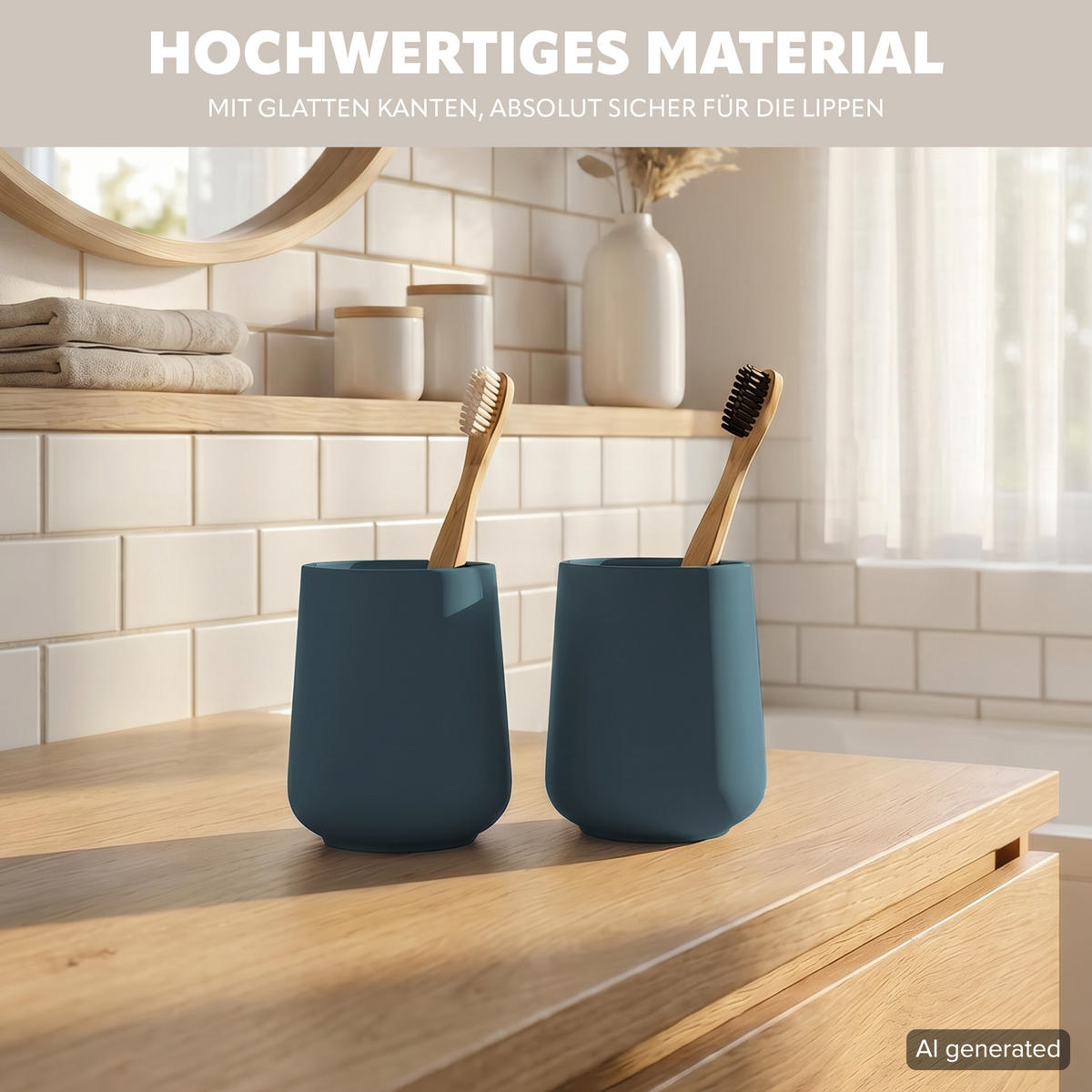 BECHER-SET TESERO 2tlg., Soft-Touch, blau - Blau, Kunststoff (8.5/10.5/8.5cm) - eluno