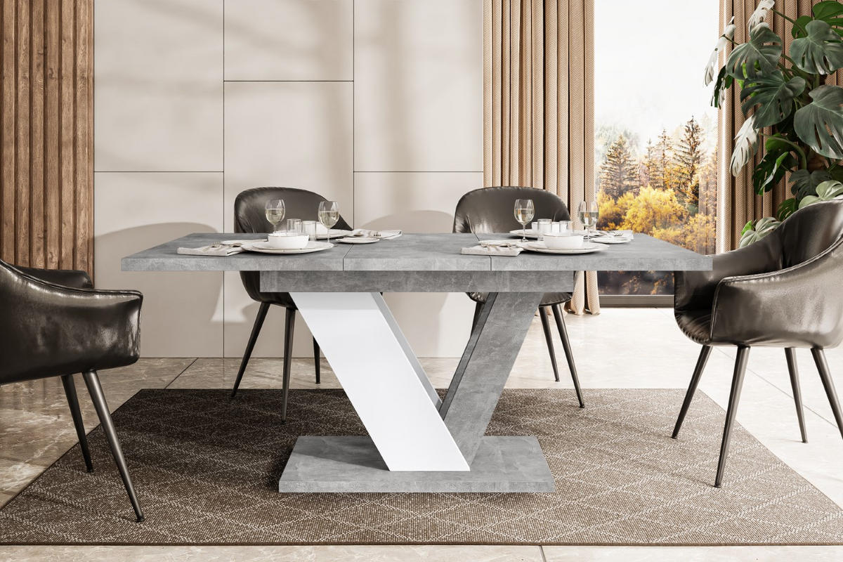 ESSTISCH ausziehbar 120 -160x80x75 cm - Stone / White - CLASI - Weiß/Grau, Holzwerkstoff (120/80/75cm) - ALTDECOR