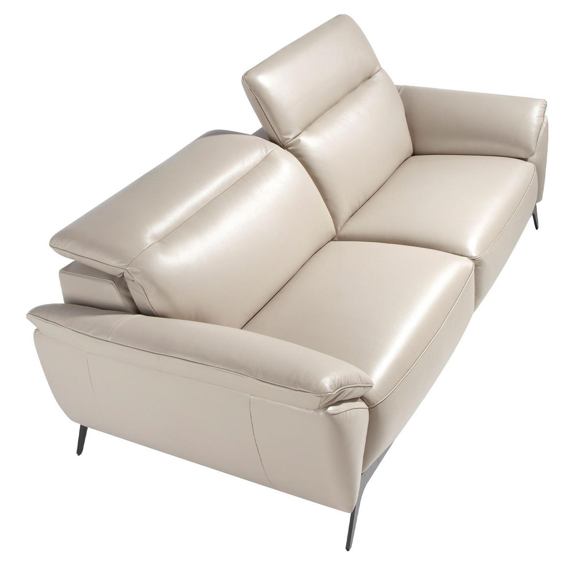 SOFA 3-Sitzer-Sofa aus Leder in Taupe 223/107/102 cm - Dunkelgrau/Schwarz, Leder (223/102/107cm) - ANGEL CERDA