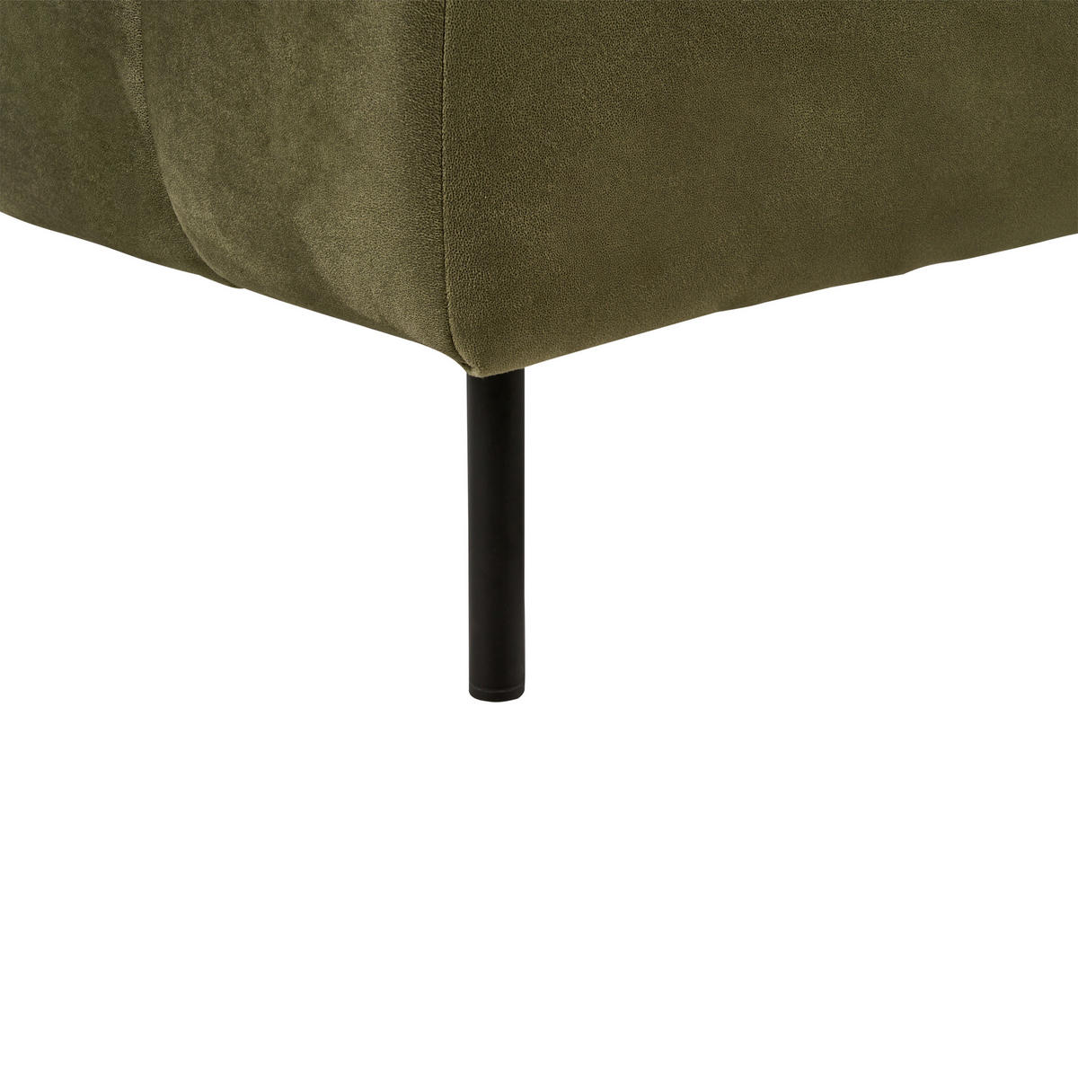 CHAISELONGUE Samtstoff olivgrün rechtsseitig Lannils - Schwarz/Grün, Textil (156/67/76cm) - Beliani