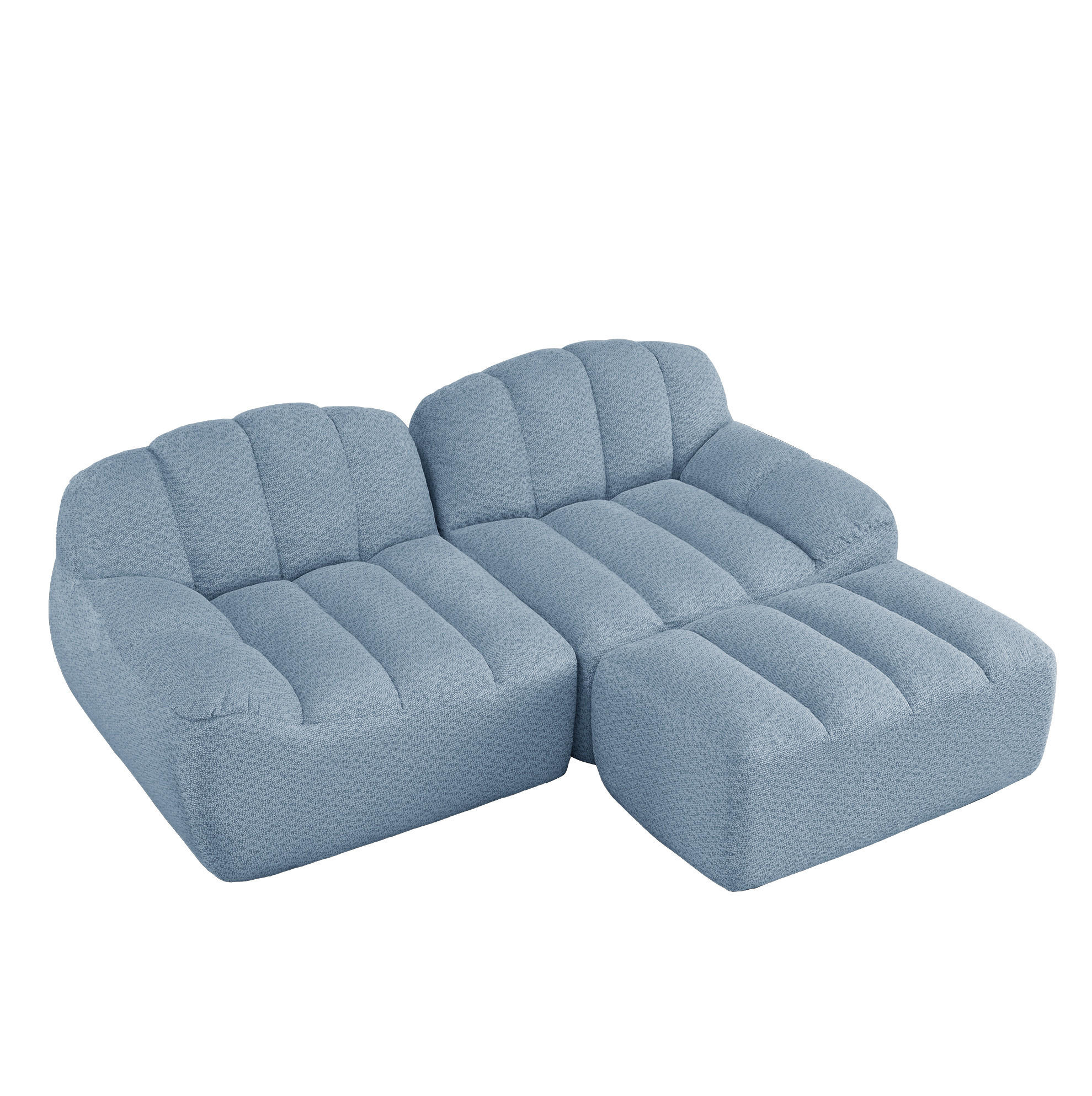 ECKSOFA 210/165/79 cm blau aus Granuliertem Fleece modular und montagefrei - Blau, Textil (165/210cm) - OKWISH
