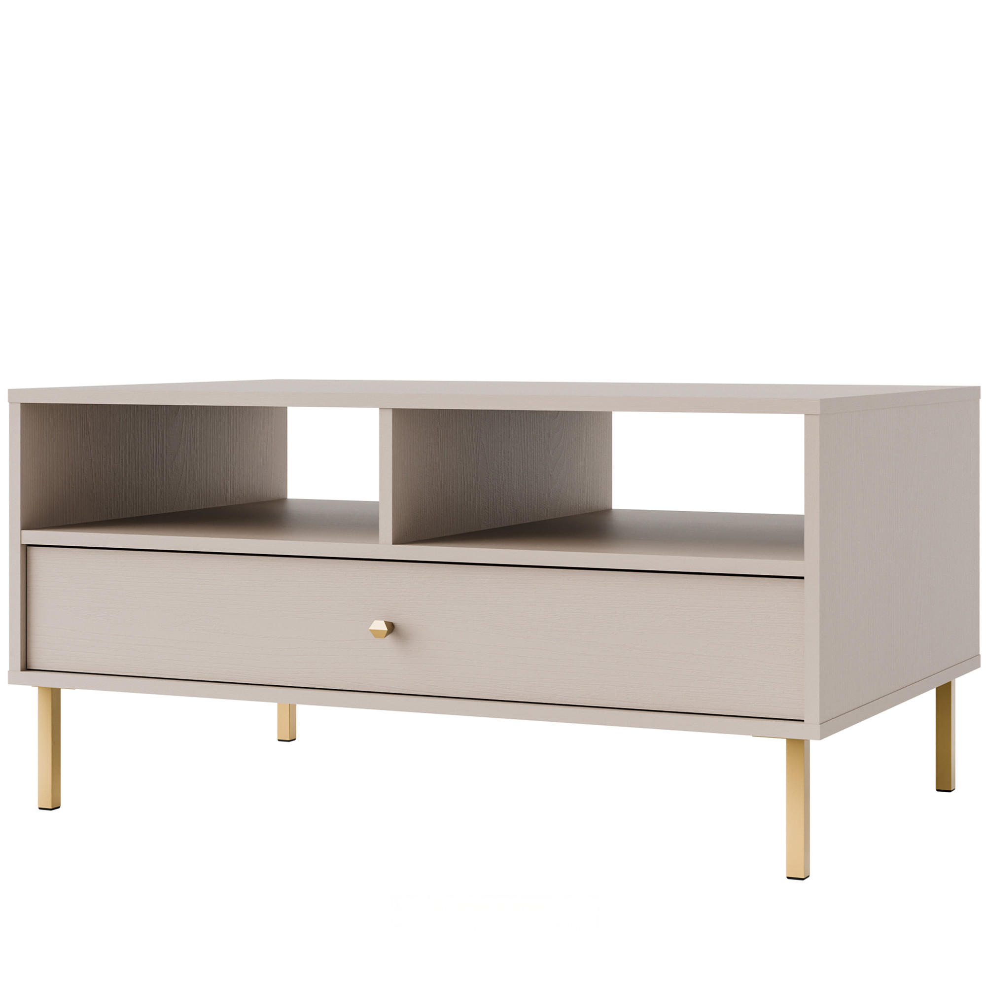 KAFFEETISCH FLOREN, Creme/Gold - Creme, Holzwerkstoff/Metall (65/100.2/50cm) - KONSIMO®