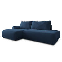 ECKSOFA NUVIRA CL L-S Blau Samtstoff mit Schlaffunktion - Blau, Holzwerkstoff/Textil (279/158cm) - MASSENO