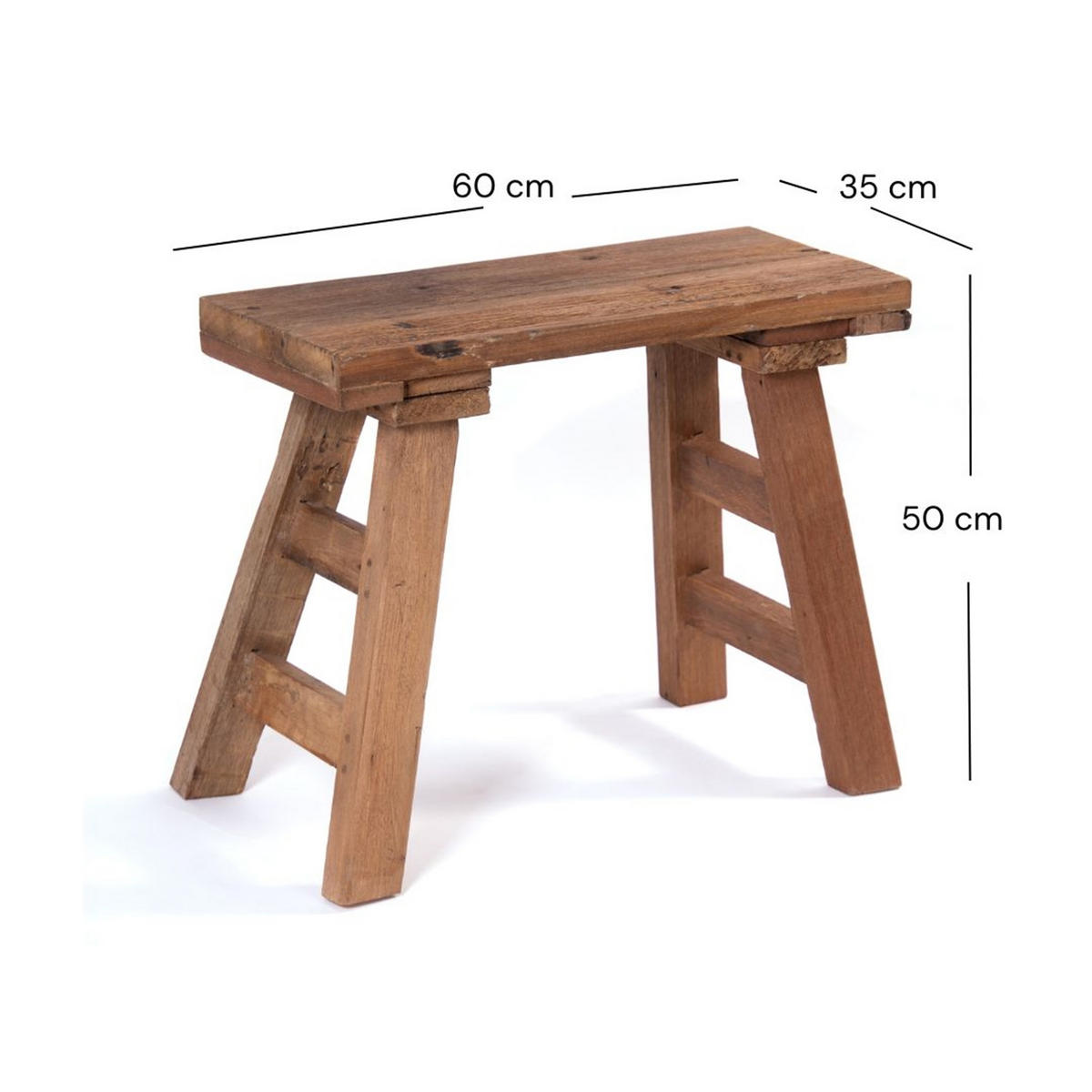 SITZHOCKER Bellagio Massivholz naturfarben - Naturfarben, Holz (60/50/35cm) - DESIGN DELIGHTS