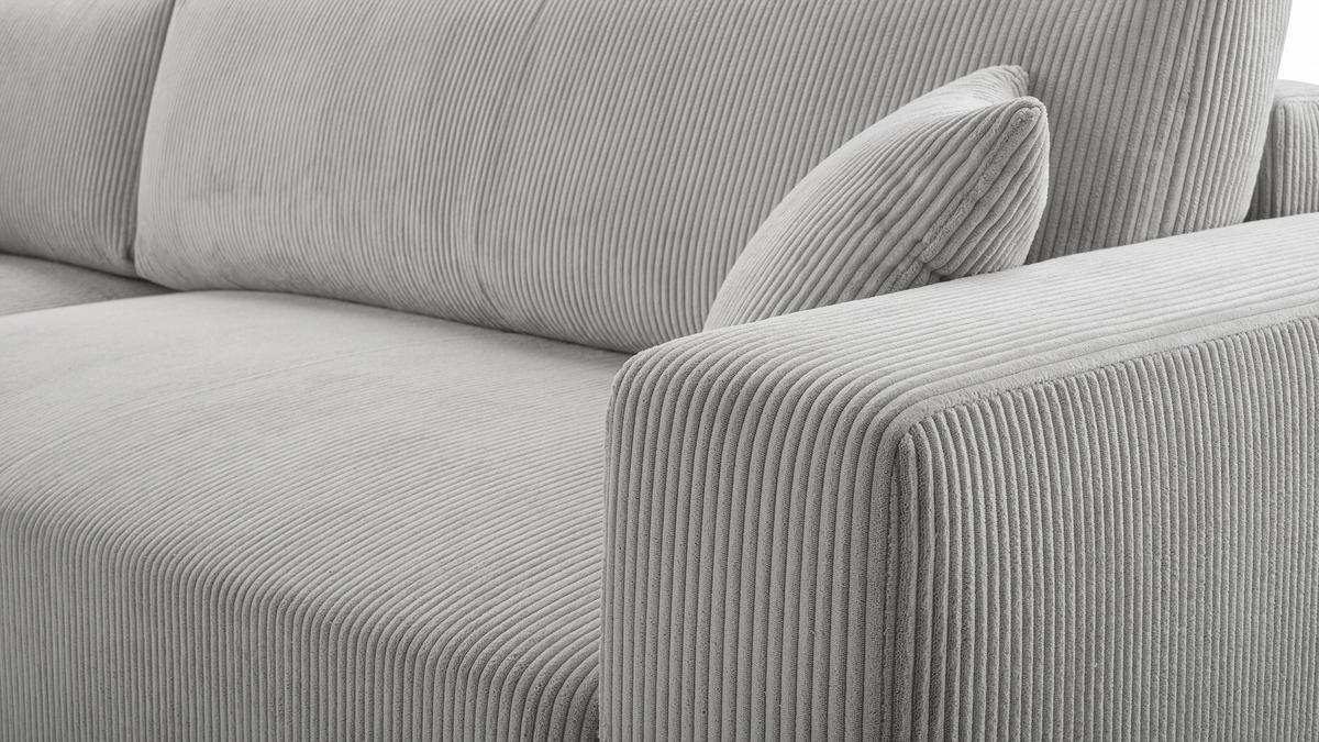 WOHNLANDSCHAFT Catea Hellgrau 364/145/85 cm mit Schlaffunktion - Hellgrau/Schwarz, Kunststoff/Textil (364/84/145cm) - AX Living